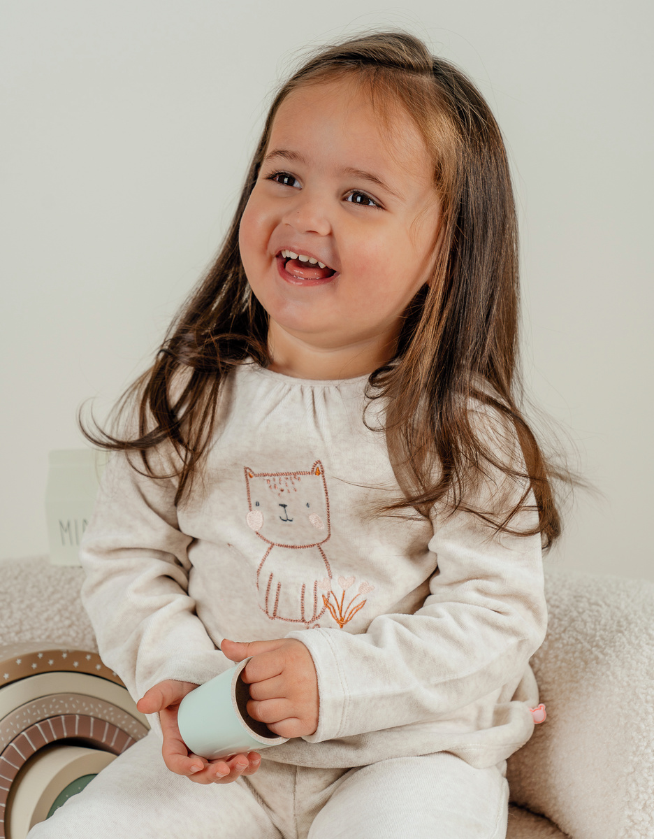 Pyjama 2 pièces en velours, rose clair