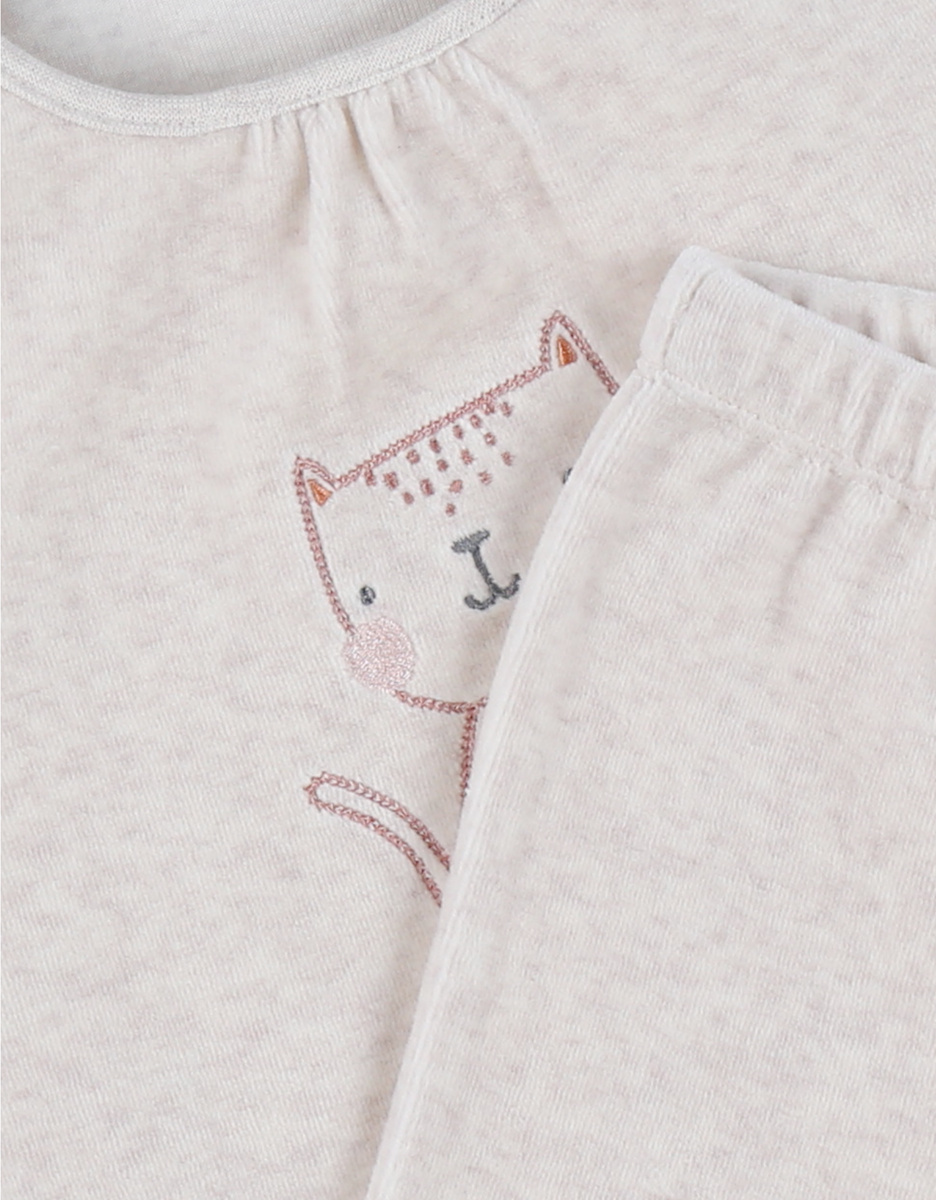Pyjama 2 pièces en velours, rose clair
