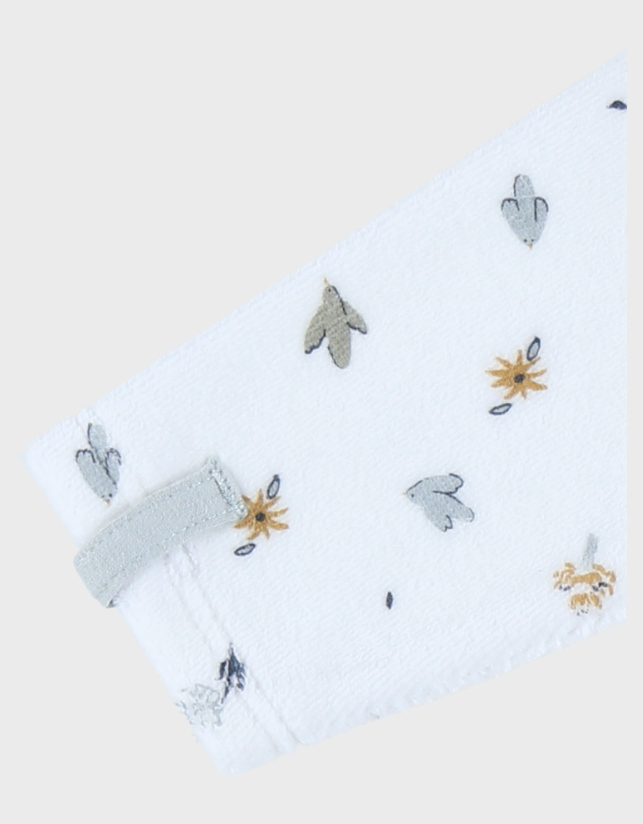 White velour baby pyjamas with bird print

