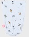 White velour baby pyjamas with bird print
