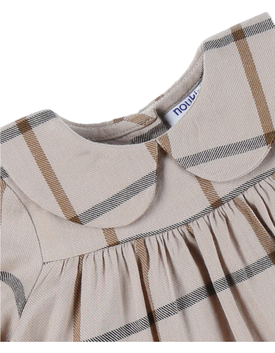 Robe en coton à carreaux beige