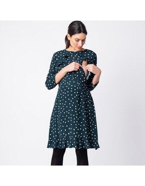 Robe grossesse et allaitement à volants À pois