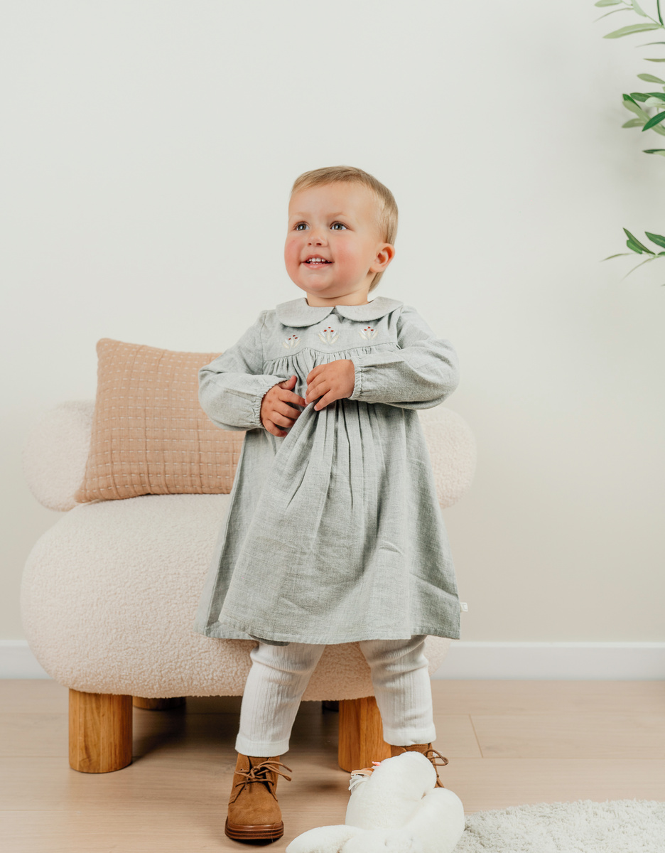 Ensemble robe et legging en coton avec broderie florale