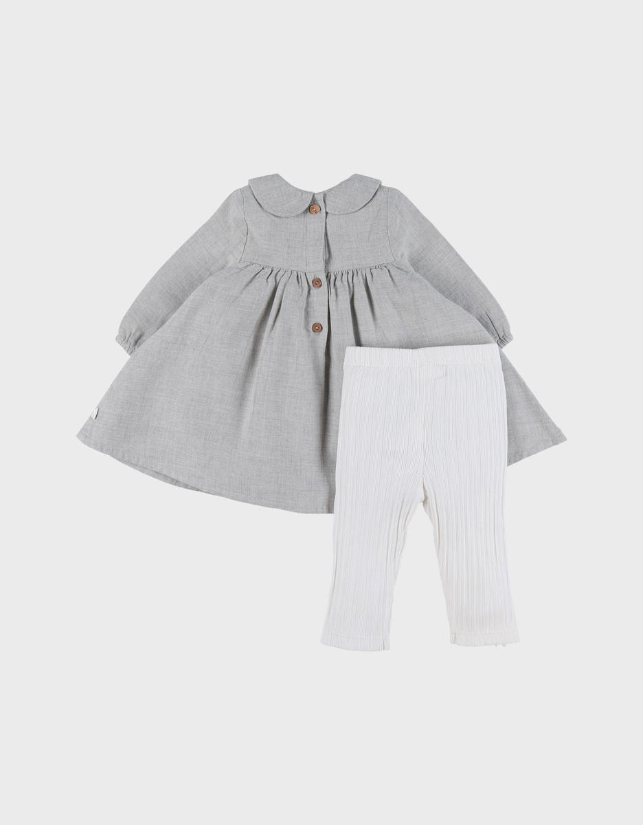 Ensemble robe et legging en coton avec broderie florale