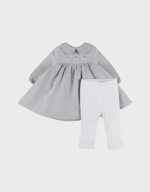 Ensemble robe et legging en coton avec broderie florale