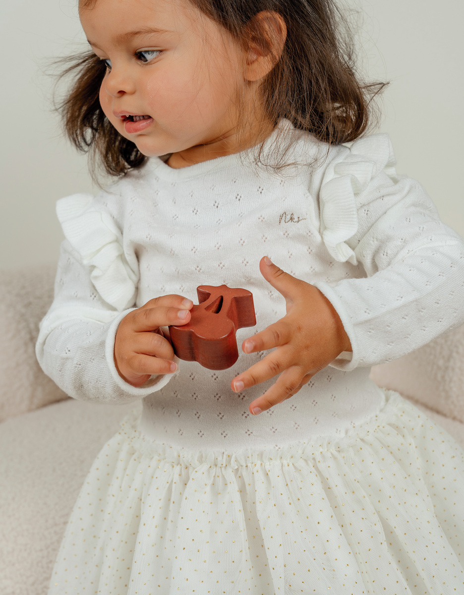 Robe bébé fille blanche avec tricot
