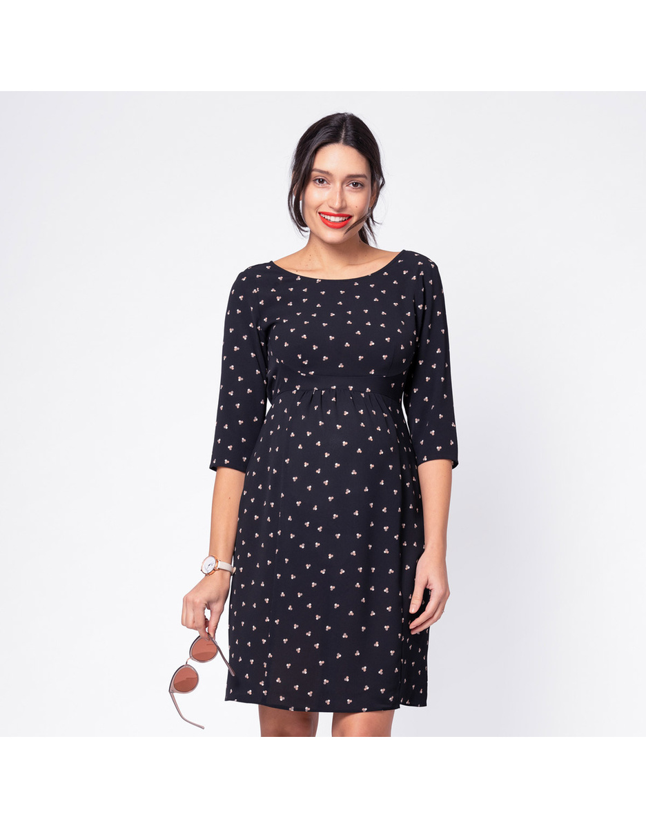 Black Dot Woven Maternity Dress