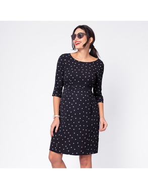 Robe grossesse à pois beige