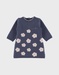 Robe en tricot bleu avec fleurs en tricot