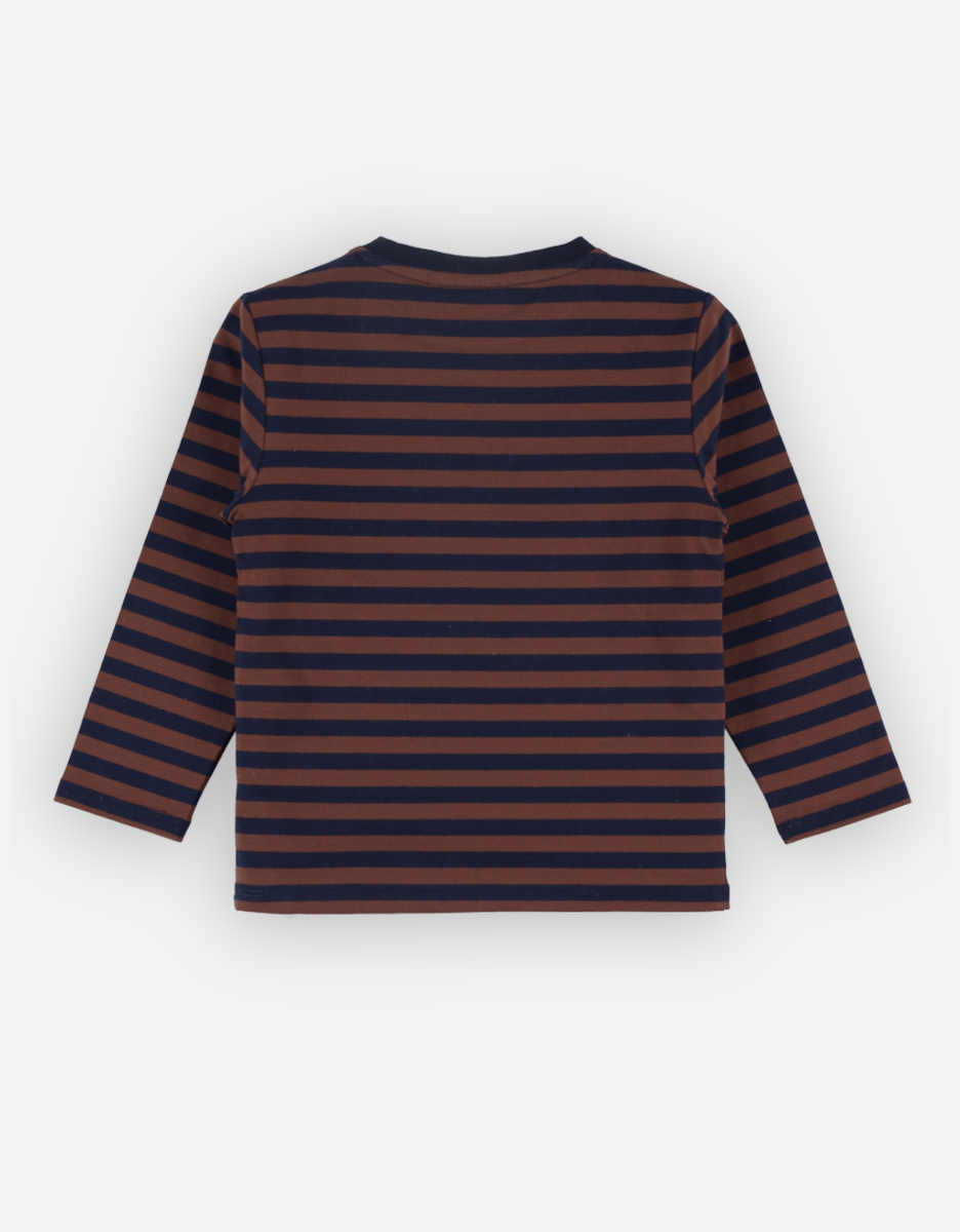 Striped long-sleeved t-shirt, navy/caramel