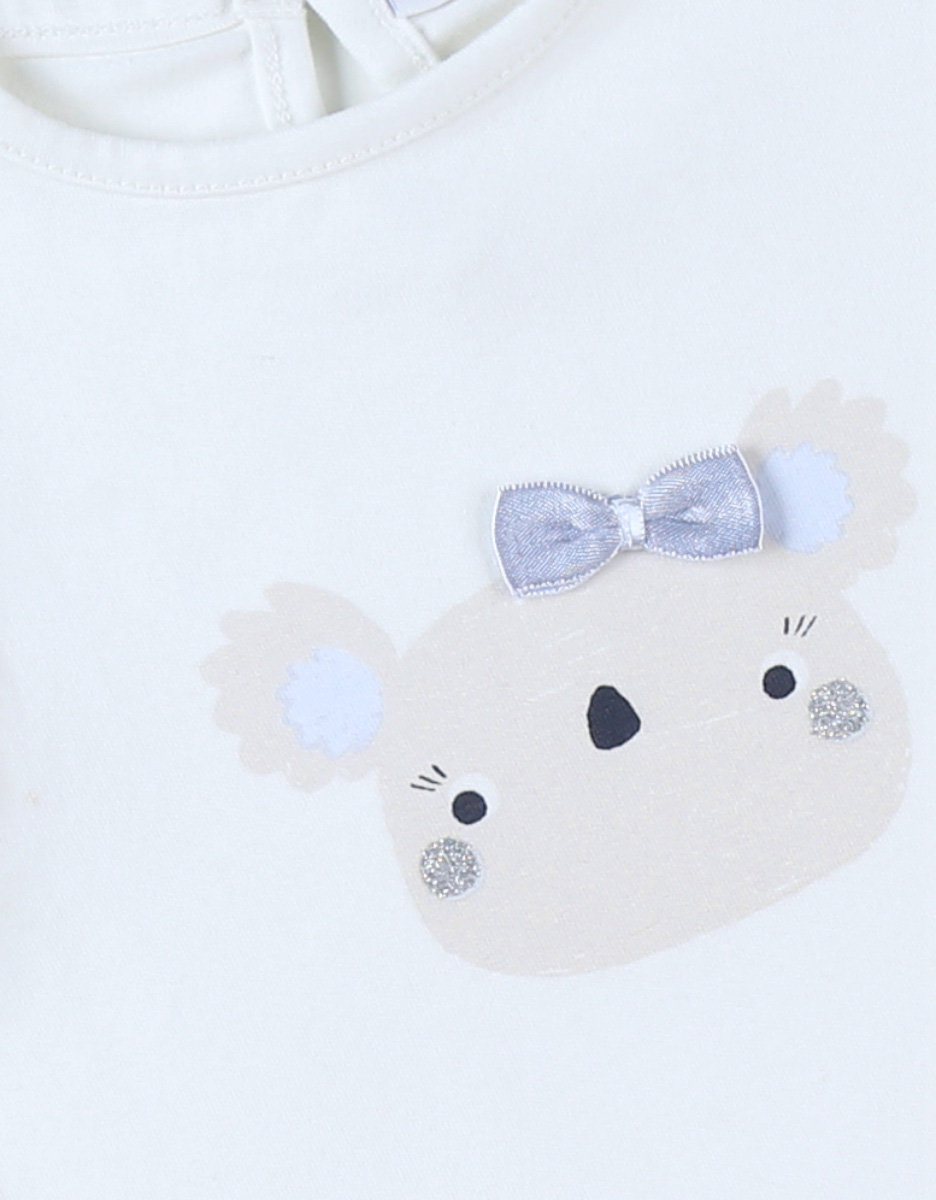 T-shirt met korte mouwen en koalaprint, ecru