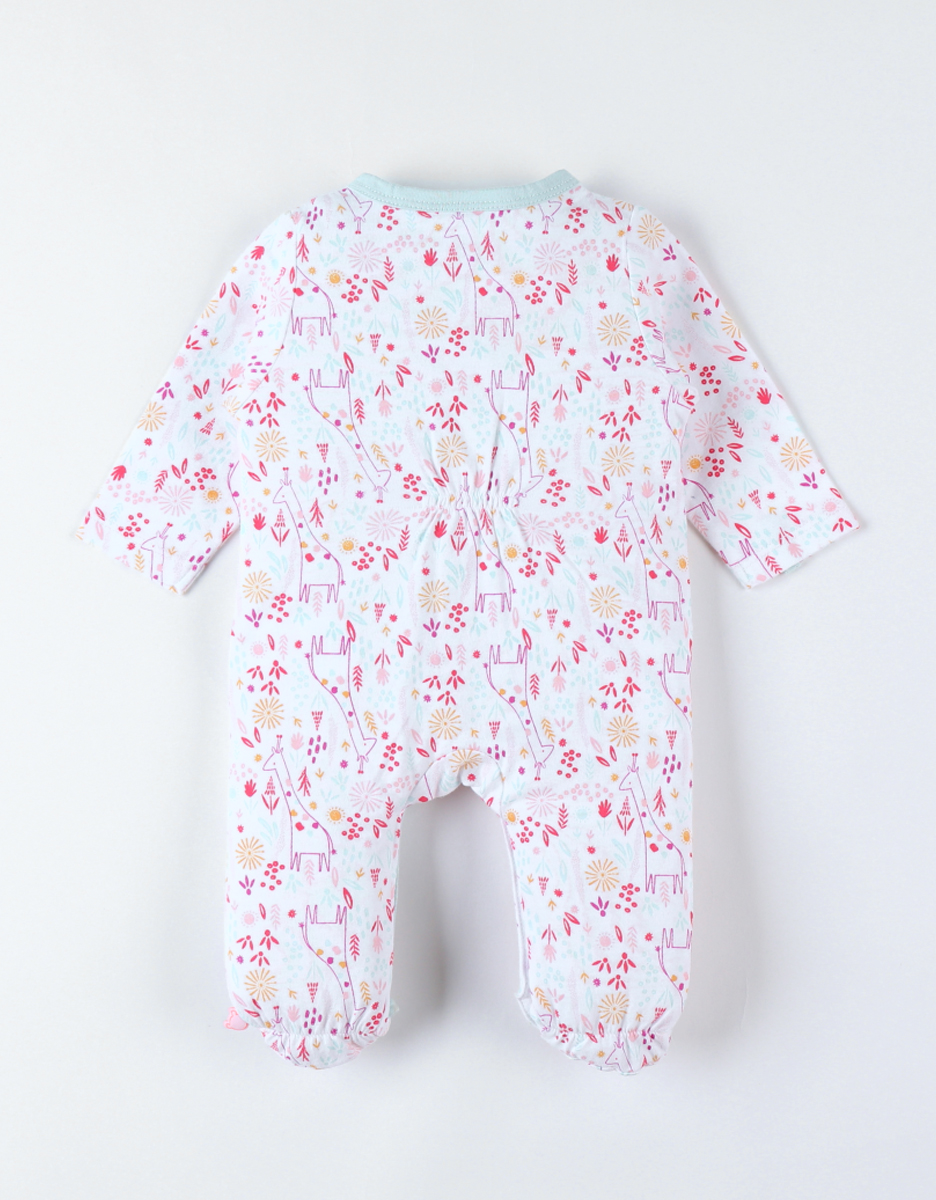 Jersey 1-delige pyjama met bloemenprint, ecru/meerkleurig