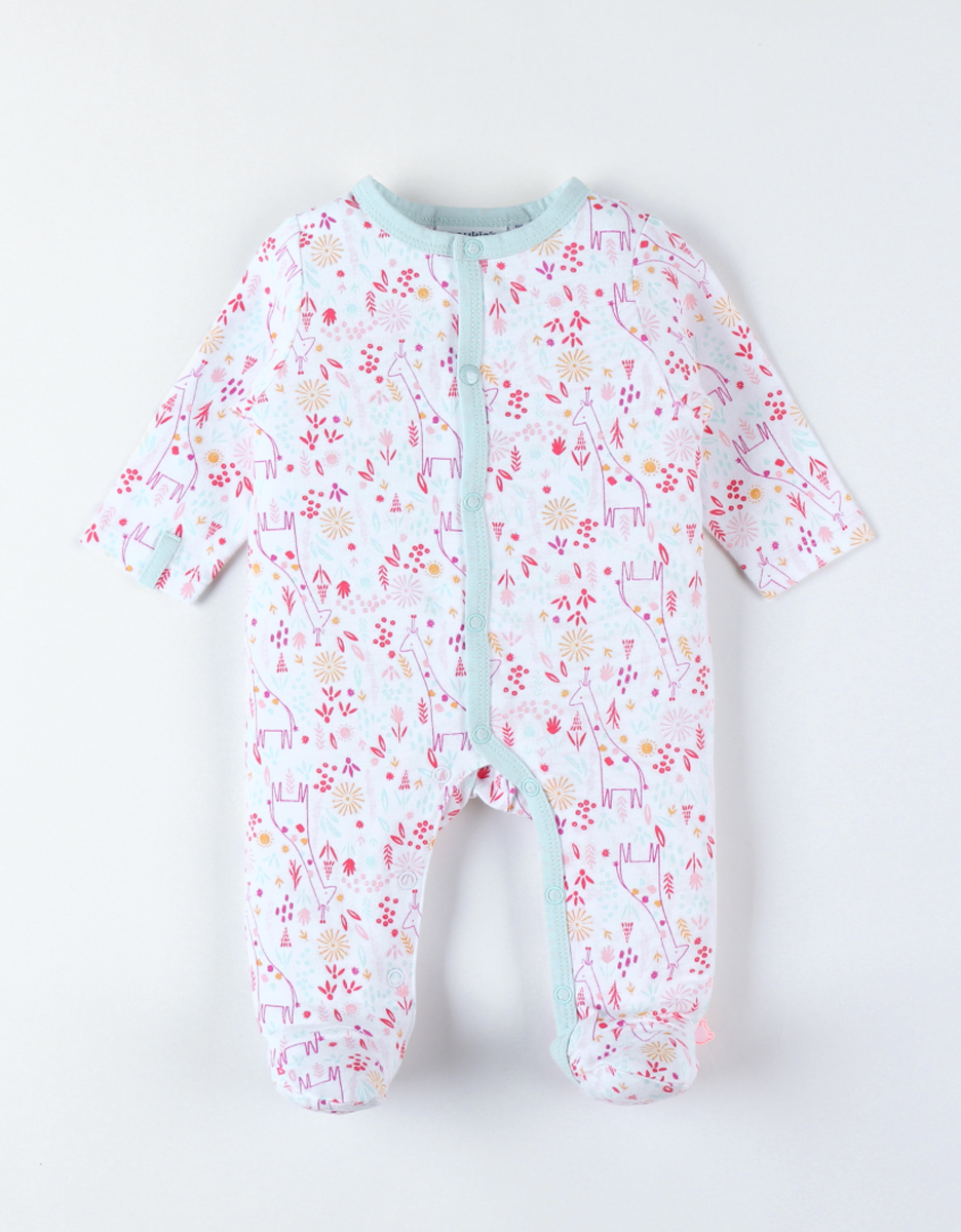 Jersey 1-delige pyjama met bloemenprint, ecru/meerkleurig