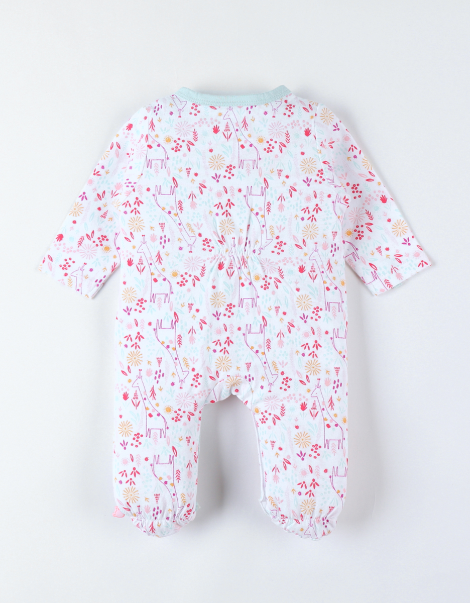 Pyjama 1 pièce fleuri en jersey, écru/multicolore