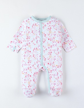 Pyjama 1 pièce fleuri en jersey, écru/multicolore