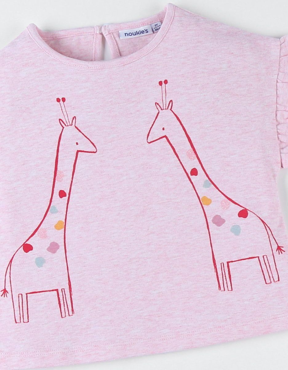 Jersey 2-delige pyjama met giraf, roos