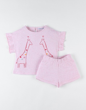 Jersey 2-piece pyjamas with giraffe, pink