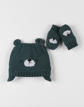 Set with chapka + mittens, forest green