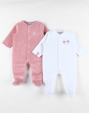 Set de 2 Pyjamas bébé, Velours