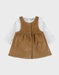 Brown denim dungarees and white T-shirt set
