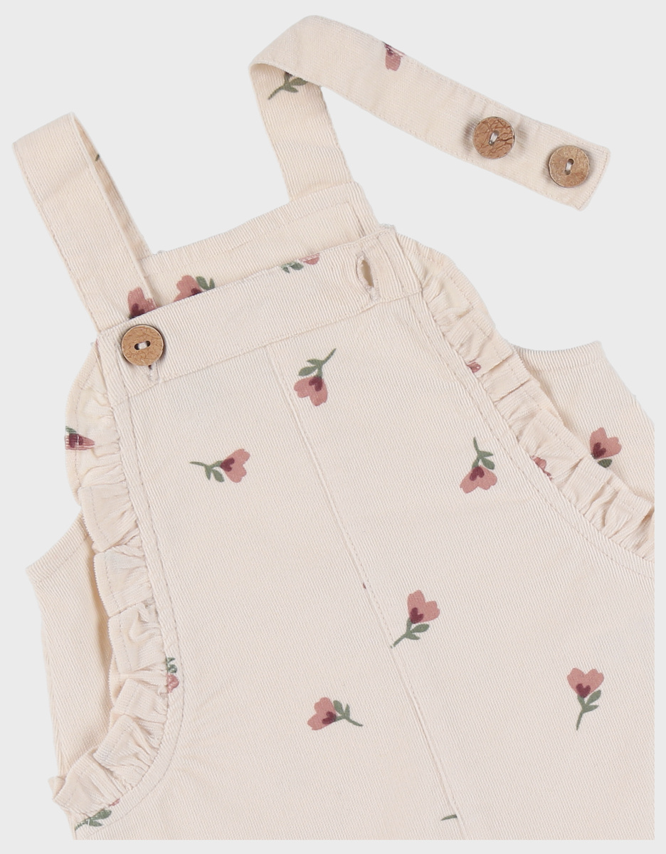 Dungarees and t-shirt set in jersey with heart pattern
