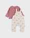Overall en t-shirt set in jersey met hartjesmotief
