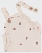 Dungarees and t-shirt set in jersey with heart pattern
