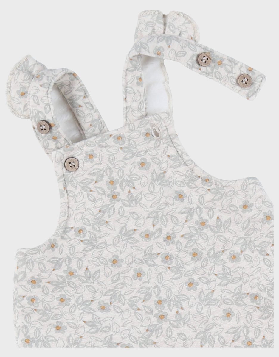 Dungarees and t-shirt set in jersey with floral pattern