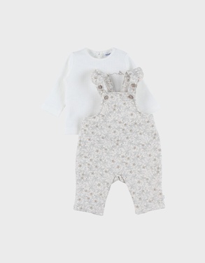 Overall en t-shirt set in jersey met bloemenmotief
