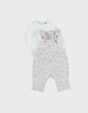 Overall en t-shirt set in jersey met bloemenmotief
