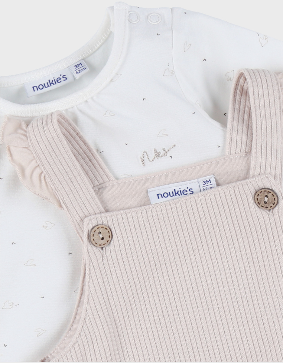 Beige overall en t-shirt set in jersey
