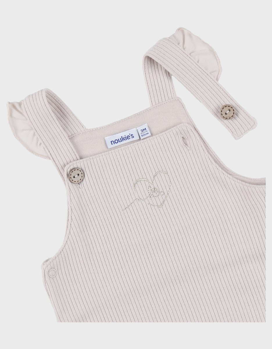 Beige dungarees and t-shirt set in jersey
