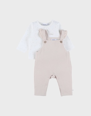 Beige overall en t-shirt set in jersey
