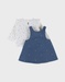 Set denim salopette blauw en wit T-shirt
