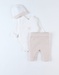 Bodysuit + leggings + beanie set, light pink/off-white