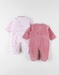 Set of 2 1-piece pyjamas, light pink/raspberry