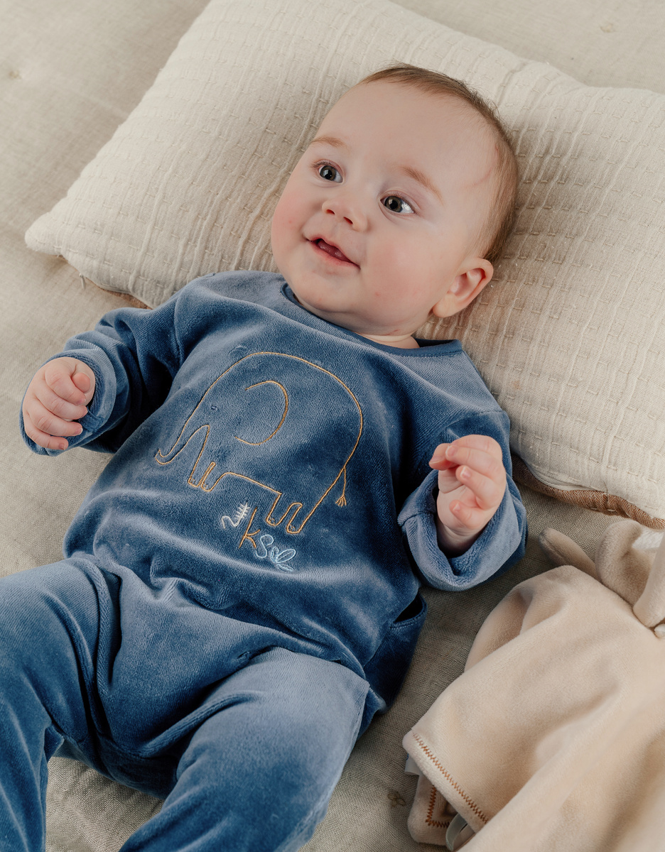 Set of 2 soft velour baby pyjamas  