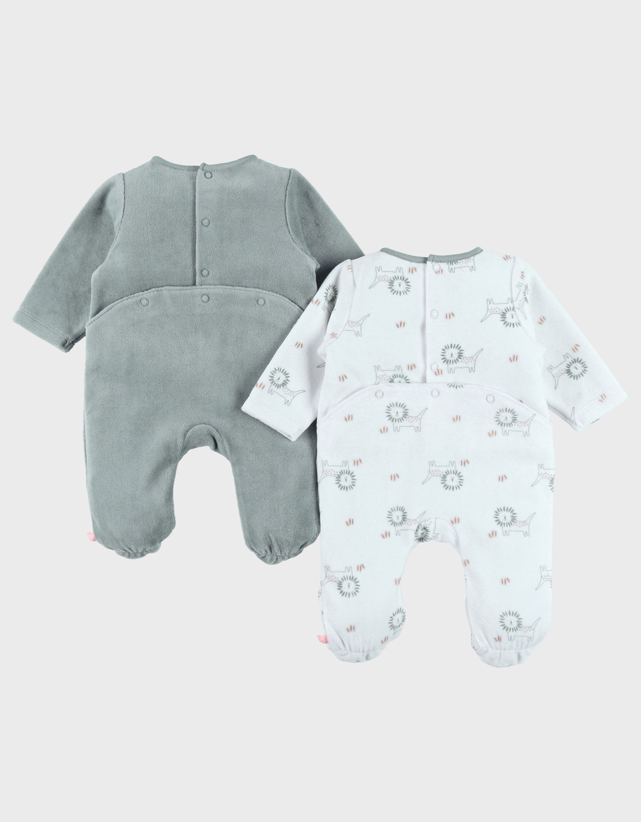 Set of 2 soft velour baby pyjamas  