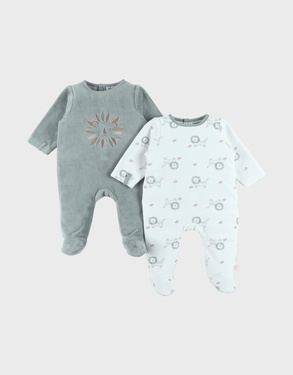 Set of 2 soft velour baby pyjamas  
