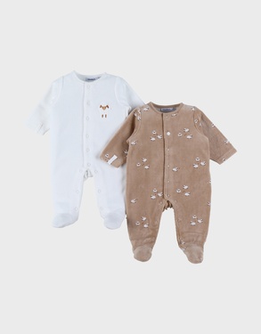 Set of 2 soft velour baby pyjamas  