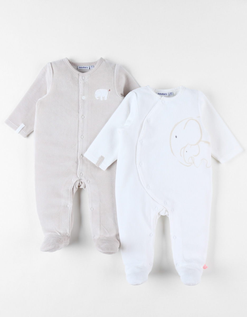 Set of 2 Baby Pyjamas in Velvet