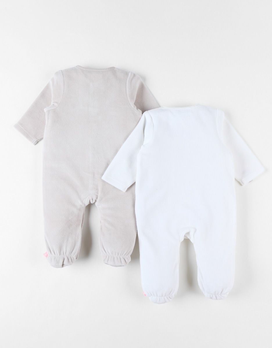 Set of 2 Baby Pyjamas in Velvet