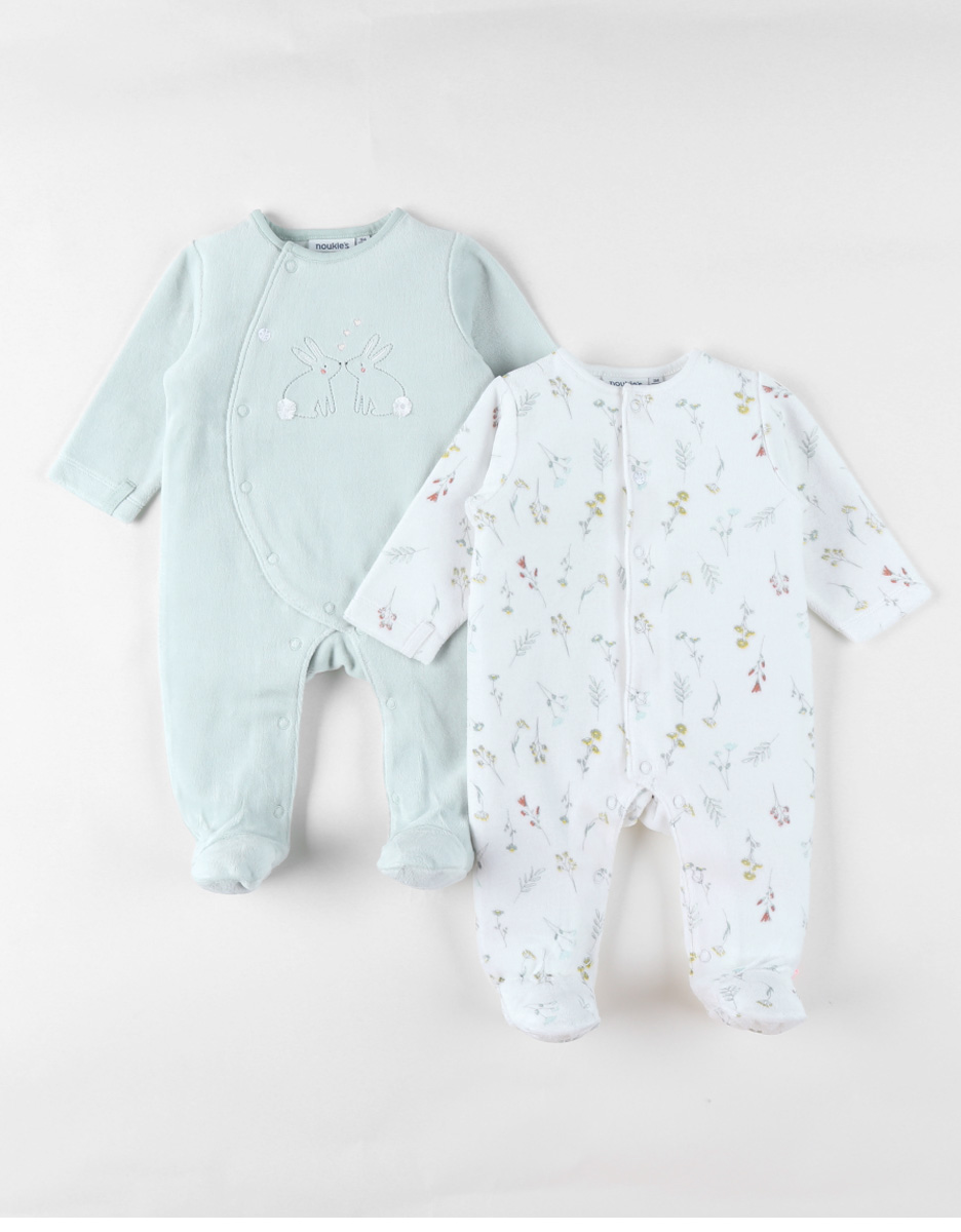 Set of 2 Baby Pyjamas, Velvet