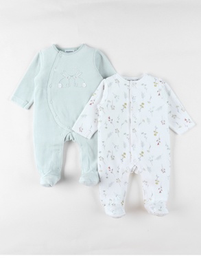 Pack of 2 Baby Pyjamas, Velvet