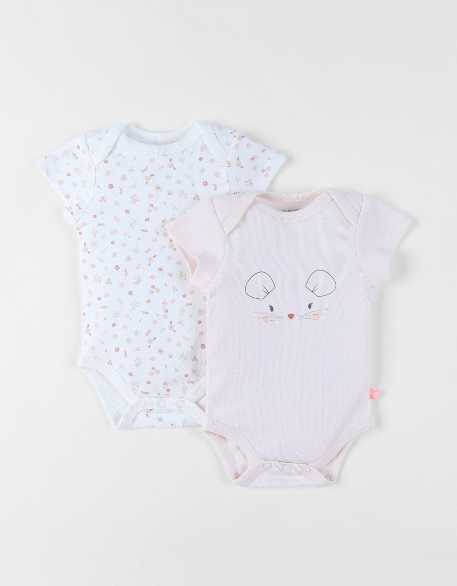 Set of 2 Bodysuits, Cotton