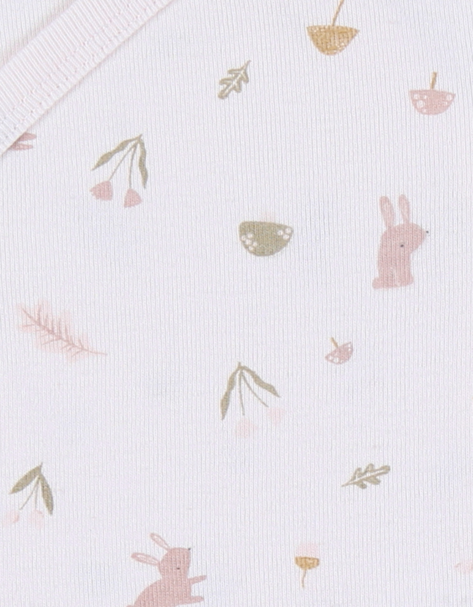 Set of 2 cotton bodysuits bunny print rose poudre
