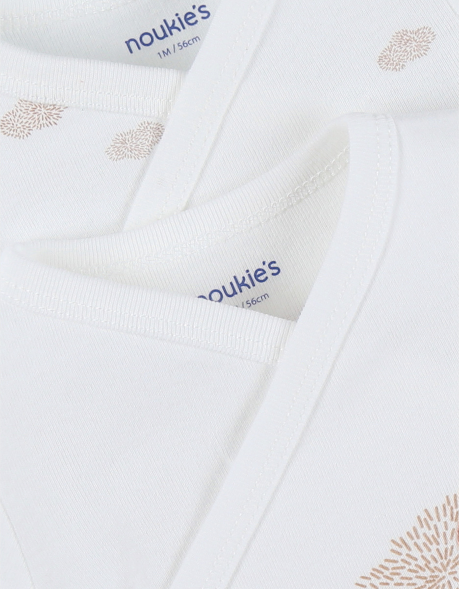 Set of 2 cotton bodysuits with sheep print
