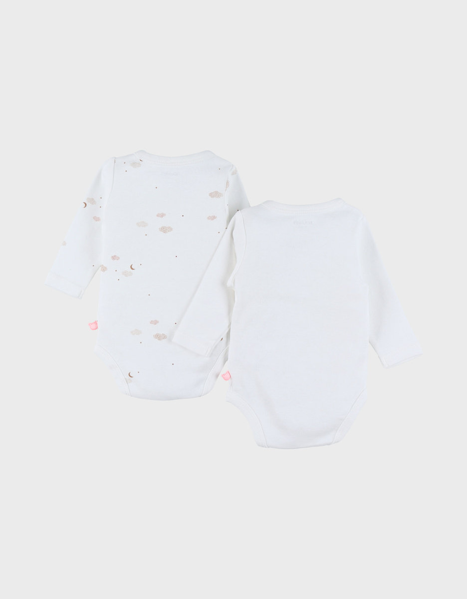 Set of 2 cotton bodysuits with sheep print
