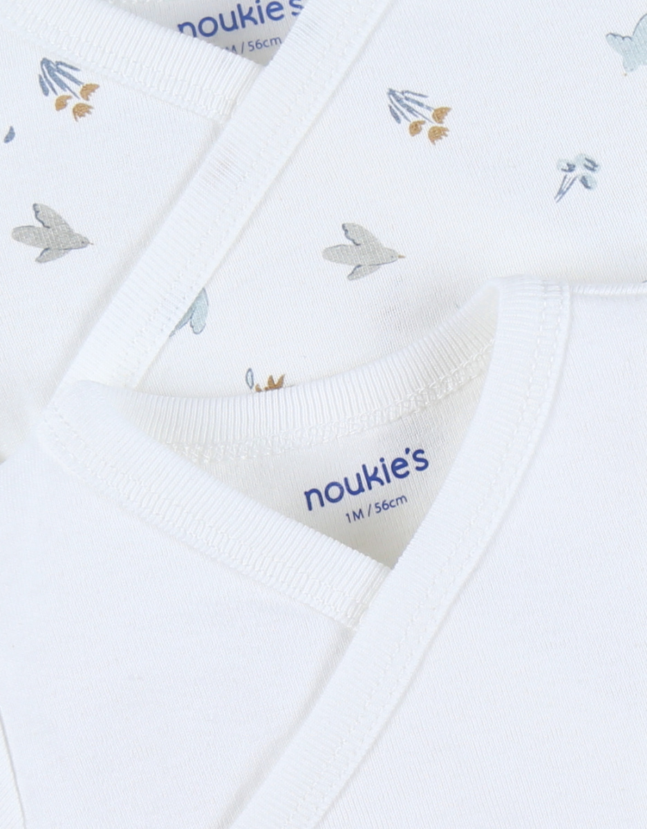 Set of 2 cotton bodysuits white floral print
