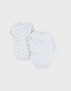 Set of 2 Bodysuits, Cotton